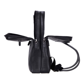 Castle Full-Grain Leather Laptop Backpack 16", Pebble Black