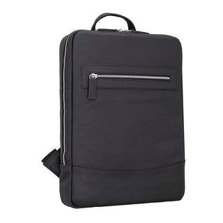 Castle Slim Full-Grain Leather Backpack, Pebble Black - BlackBrook Case