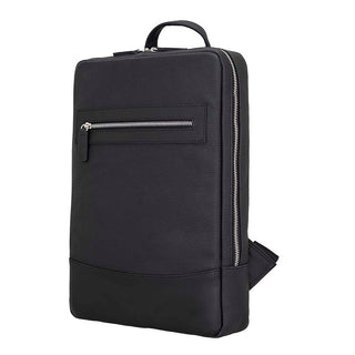 Castle Slim Full-Grain Leather Backpack, Pebble Black - BlackBrook Case