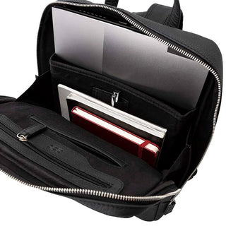 Castle Slim Full-Grain Leather Backpack, Pebble Black - BlackBrook Case