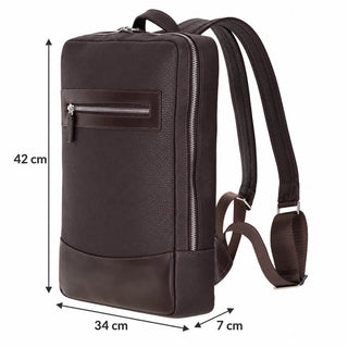 Castle Slim Full-Grain Leather Backpack, Pebble Brown - BlackBrook Case