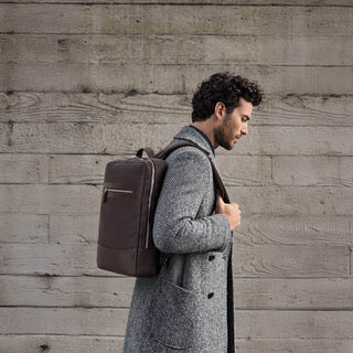 Castle Slim Full-Grain Leather Backpack, Pebble Brown - BlackBrook Case