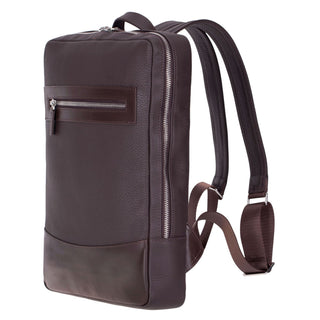 Castle Slim Full-Grain Leather Backpack, Pebble Brown - BlackBrook Case