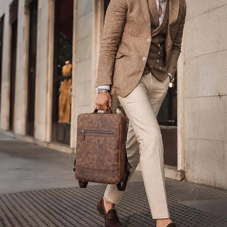 Castle Slim Full-Grain Leather Backpack, Saddle Brown - BlackBrook Case