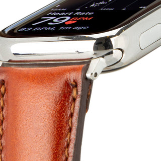 Classic Leather Band – Apple Watch 42 mm (Burnished Tan, Silver Hardware) - BlackBrook Case