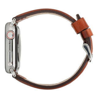 Classic Leather Band – Apple Watch 42 mm (Burnished Tan, Silver Hardware) - BlackBrook Case