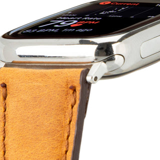 Classic Leather Band – Apple Watch 42 mm (Golden Brown, Silver Hardware) - BlackBrook Case