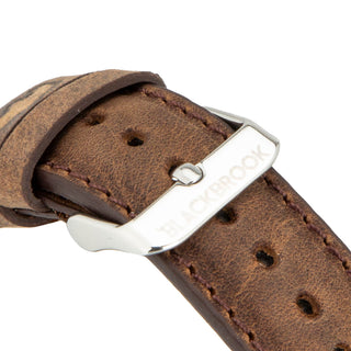 Classic Leather Band – Apple Watch 46 mm (Distressed Coffee, Silver Hardware) - BlackBrook Case