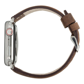 Classic Leather Band – Apple Watch 46 mm (Distressed Coffee, Silver Hardware) - BlackBrook Case