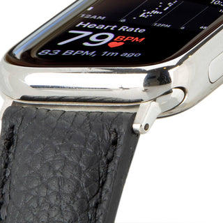 Classic Leather Band – Apple Watch 46 mm (Pebble Black, Silver Hardware) - BlackBrook Case