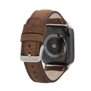 Classic Leather Band – Apple Watch Ultra 49 mm (Distressed Coffee, Silver Hardware) - BlackBrook Case