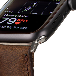 Classic Leather Band – Apple Watch Ultra 49 mm (Distressed Coffee, Silver Hardware) - BlackBrook Case