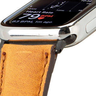Classic Leather Band – Apple Watch Ultra 49 mm (Golden Brown, Black Hardware) - BlackBrook Case