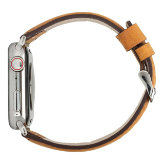 Classic Leather Band – Apple Watch Ultra 49 mm (Golden Brown, Silver Hardware) - BlackBrook Case
