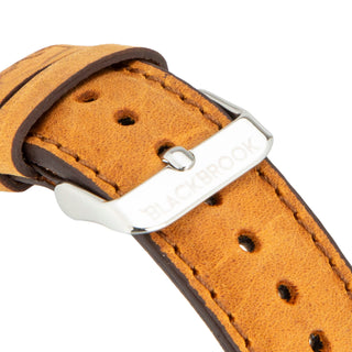 Classic Leather Band – Apple Watch Ultra 49 mm (Golden Brown, Silver Hardware) - BlackBrook Case