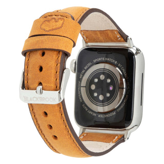 Classic Leather Band – Apple Watch Ultra 49 mm (Golden Brown, Silver Hardware) - BlackBrook Case