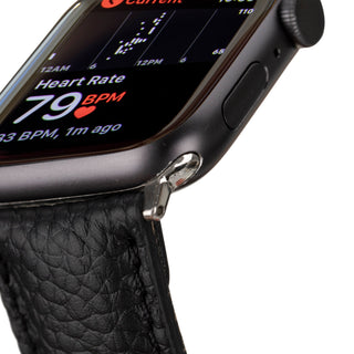 Classic Leather Band – Apple Watch Ultra 49 mm (Pebble Black, Silver Hardware) - BlackBrook Case