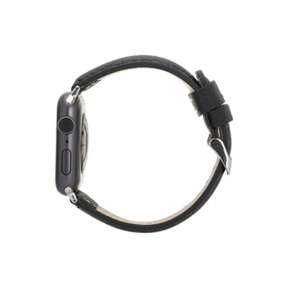 Classic Leather Band – Apple Watch Ultra 49 mm (Pebble Black, Silver Hardware) - BlackBrook Case