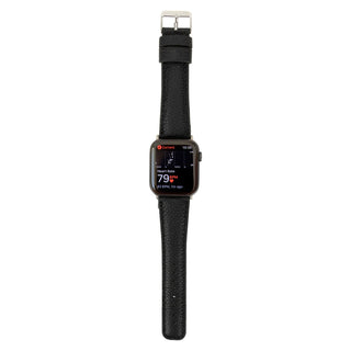Classic Leather Band – Apple Watch Ultra 49 mm (Pebble Black, Silver Hardware) - BlackBrook Case