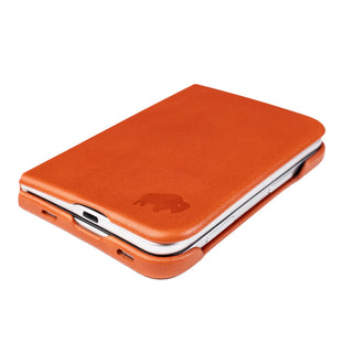Classic Leather Folio Wallet Case for iPhone Duo, Burnished Tan - BlackBrook Case