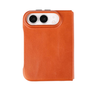 Classic Leather Folio Wallet Case for iPhone Duo, Burnished Tan - BlackBrook Case