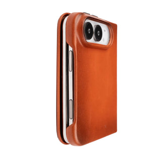 Classic Leather Folio Wallet Case for iPhone Duo, Burnished Tan - BlackBrook Case
