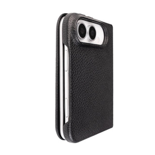 Classic Leather Folio Wallet Case for iPhone Duo, Pebble Black - BlackBrook Case