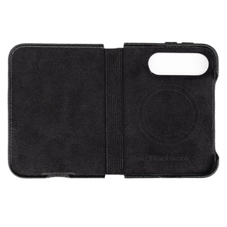 Classic Leather Folio Wallet Case for iPhone Duo, Pebble Black - BlackBrook Case