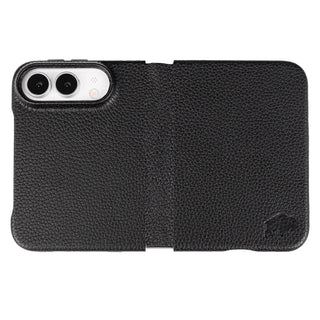 Classic Leather Folio Wallet Case for iPhone Duo, Pebble Black - BlackBrook Case