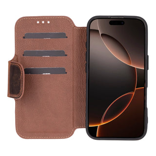 Cooper iPhone 16 Pro Folio Wallet Case, Saddle Brown - Bouletta