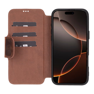 Cooper iPhone 16 Pro Max Folio Wallet Case, Saddle Brown - Bouletta