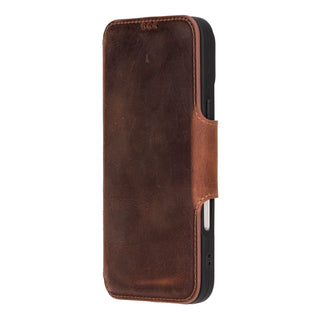 Cooper iPhone 16 Pro Max Folio Wallet Case, Saddle Brown - Bouletta