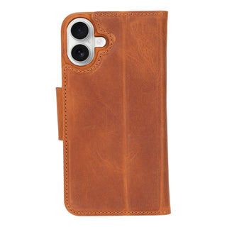 Custom Burkley Single Fold Wallet for iPhone 16 Plus, Golden Brown - BlackBrook Case