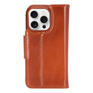 Custom Burkley Single Fold Wallet for iPhone 16 Pro, Burnished Tan - BlackBrook Case