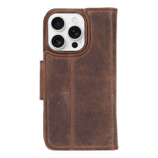 Custom Burkley Single Fold Wallet for iPhone 16 Pro, Distressed Coffee - BlackBrook Case