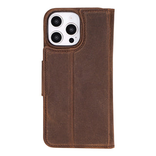 Custom Burkley Single Fold Wallet for iPhone 16 Pro Max, Distressed Coffee - BlackBrook Case