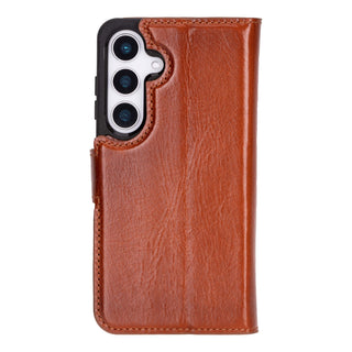 Custom Carter Single Fold Wallet for Samsung Galaxy S25, Burnished Tan - BlackBrook Case