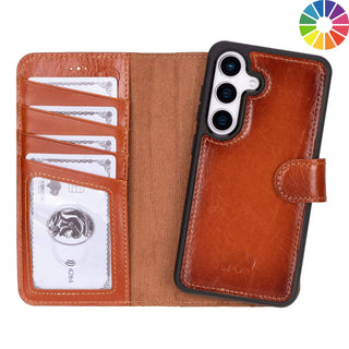 Custom Carter Single Fold Wallet for Samsung Galaxy S25, Burnished Tan - BlackBrook Case