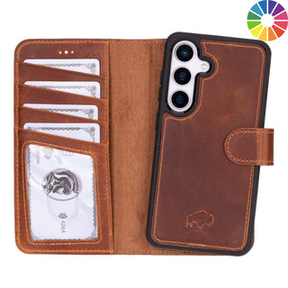 Custom Carter Single Fold Wallet for Samsung Galaxy S25, Golden Brown - BlackBrook Case