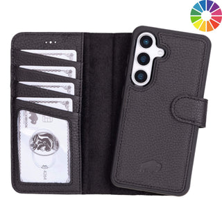 Custom Carter Single Fold Wallet for Samsung Galaxy S25, Pebble Black - BlackBrook Case