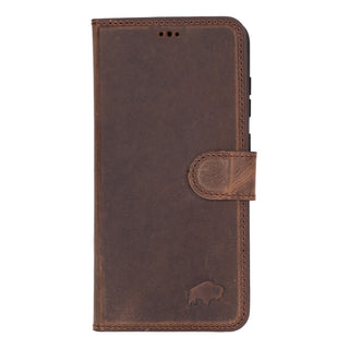 Custom Carter Single Fold Wallet for Samsung Galaxy S25 Plus, Distressed Coffee - BlackBrook Case