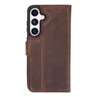 Custom Carter Single Fold Wallet for Samsung Galaxy S25 Plus, Distressed Coffee - BlackBrook Case