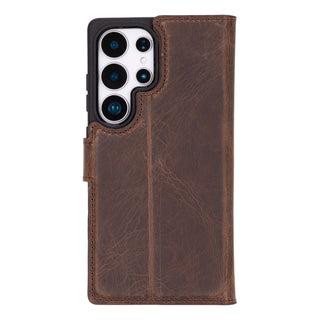 Custom Carter Single Fold Wallet for Samsung Galaxy S25 Ultra, Distressed Coffee - BlackBrook Case