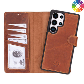 Custom Carter Single Fold Wallet for Samsung Galaxy S25 Ultra, Golden Brown - BlackBrook Case