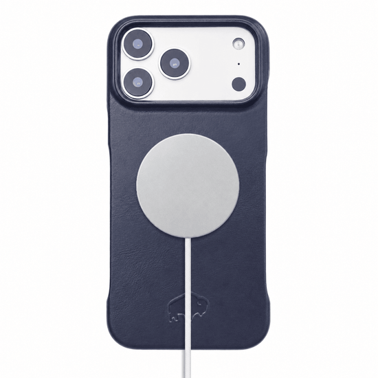 Dax Leather iPhone 17 Pro Max MagSafe Case Deep Blue full grain leather case that develops rich character with daily use