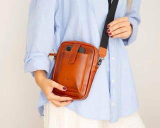 Dillon Crossbody Leather Bag, Burnished Tan - BlackBrook Case