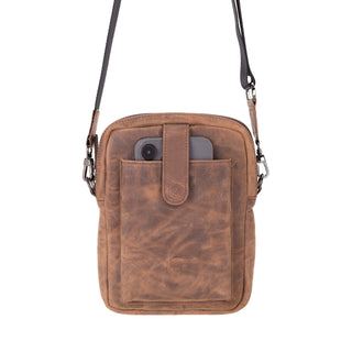 Dillon Crossbody Leather Bag, Distressed Coffee - BlackBrook Case