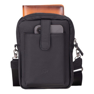 Dillon Crossbody Leather Bag, Pebble Black - BlackBrook Case