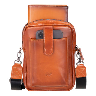 Dillon Full‑Grain Leather Crossbody Bag – Burnished Tan - BlackBrook Case