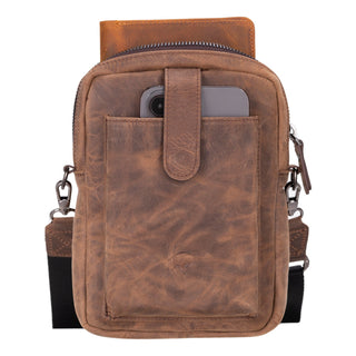 Dillon Full‑Grain Leather Crossbody Bag – Distressed Coffee - BlackBrook Case